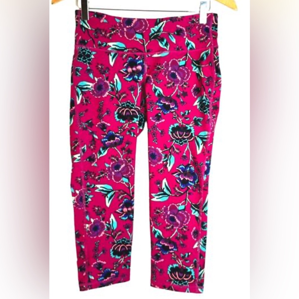 Old Navy Go Active Dry Floral Fitted Cropped Mid-Rise Yoga Pants Size XL